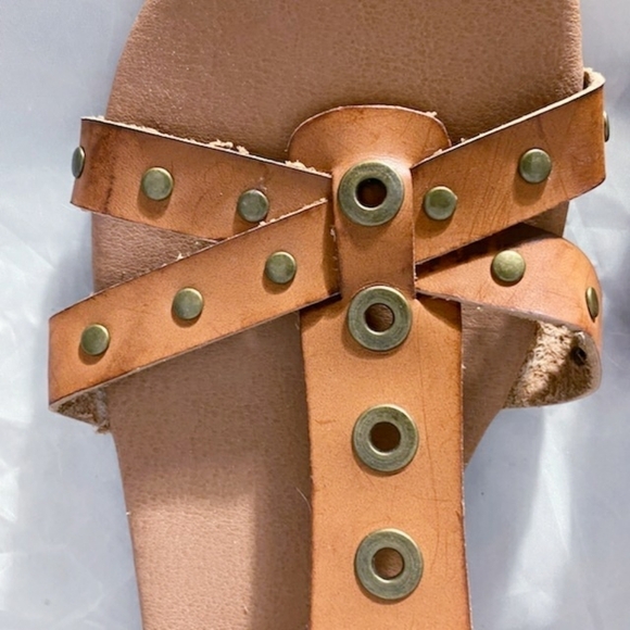Coconuts by Matisse Brown Leather Slingback Sandal Metal Rivets Women's 7.5 M - Picture 3 of 11